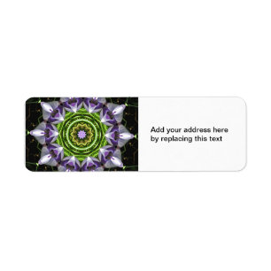 Purple Floral Mandala Kaleidoscope Art Return Address Label