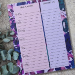 Purple Floral Meal Planner & Grocery List Notepad<br><div class="desc">Purple Floral Meal Planner and Grocery List Notepad to organise your week. This notepad has a weekly planner on every page, with lined sections for each day of the week and a large ruled box for your shopping list. The design has a watercolor floral background in shades of purple, mauve,...</div>