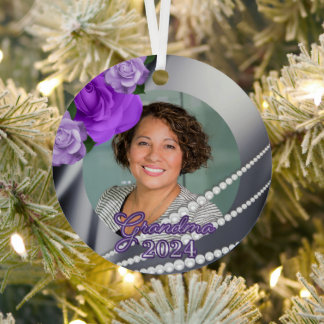 Purple floral memorial ornament for grandma