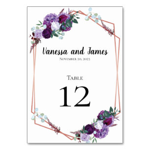 Purple Floral Modern Table Number