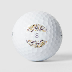 Purple Floral Monogram Golf Balls