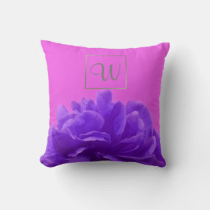 Purple Floral Monogram Initial Cushion