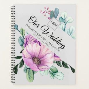 Purple Floral Monogram WEDDING PLANNER Newlyweds