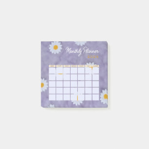 Purple Floral Monthly Planner Calendar 2025 Post-it Notes