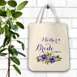 Purple Floral Mother of the Bride Tote Bag<br><div class="desc">Pretty purple floral design for these personalised wedding party tote bags</div>