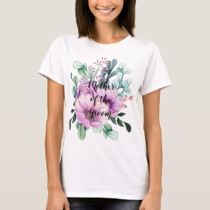 Purple Floral MOTHER of the GROOM Wedding Bridal T-Shirt