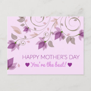 Purple Floral Mothers Day Greetings Postcard