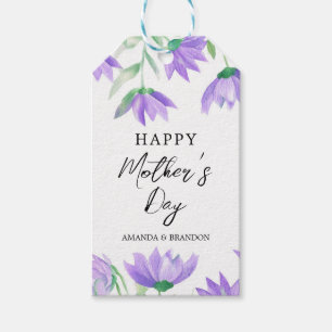 Purple Floral Mother's Day Kids Names Gift Tags