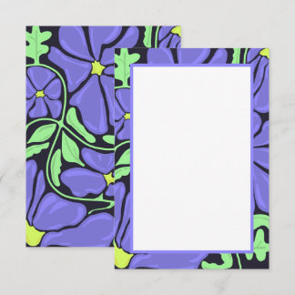 Purple Floral Motif Flat Thank You Card