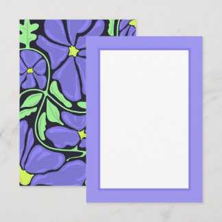 Purple Floral Motif Flat Thank You Card