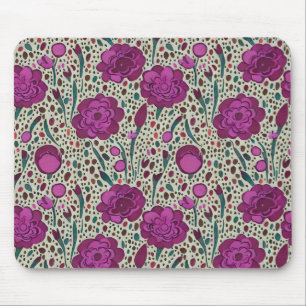 Purple Floral Mouse Pad