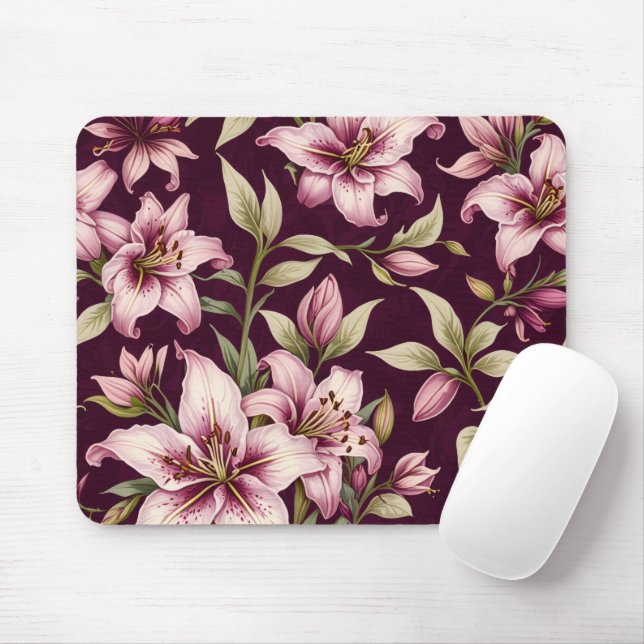 Purple Floral Mousepad (With Mouse)
