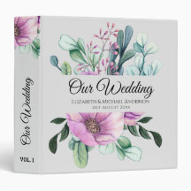 Purple Floral NEWLYWEDS Wedding Planner or Album