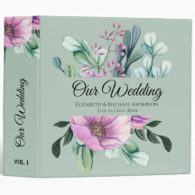 Purple Floral NEWLYWEDS Wedding Planner or Album