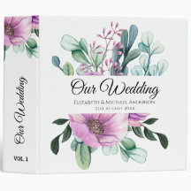 Purple Floral NEWLYWEDS Wedding Planner or Album