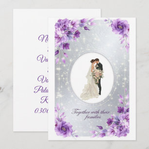Purple Floral Nikkah Invitation Card 2026 Muslim
