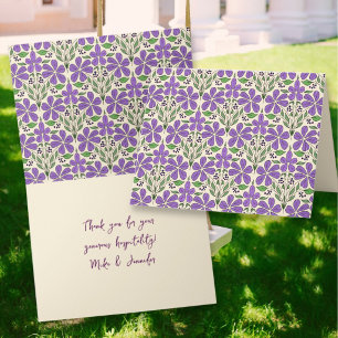 Purple Floral Ogee Pattern Custom Notecards