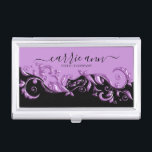 Purple Floral Ornamental | Personalise    Business Card Holder<br><div class="desc">Professional Business Card Holder ready for you to personalise. ✔NOTE: ONLY CHANGE THE TEMPLATE AREAS NEEDED! 😀 If needed, you can remove the text and start fresh adding whatever text and font you like. 📌If you need further customisation, please click the "Click to Customise further" or "Customise or Edit Design"...</div>