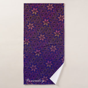 Purple Floral Paisley Flower Pattern Custom Bath Towel