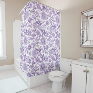 Purple Floral Paisley Shower Curtain