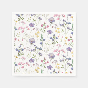 Purple Floral Paper Napkin