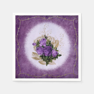 Purple Floral Paper Napkins