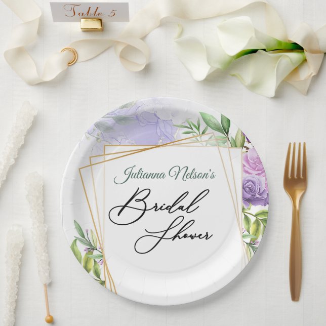 Purple floral   paper plates (Wedding)