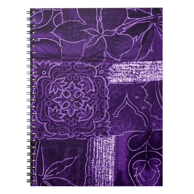 Purple Floral Patchwork Fabric Notebook (Front)