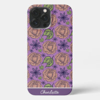 Purple floral pattern big blossom with name