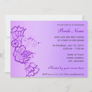 Purple floral pattern bridal shower invitation. invitation