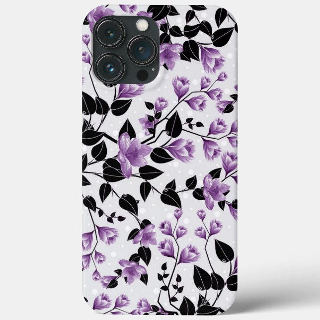 Purple Floral Pattern Case-Mate iPhone Case (Back)