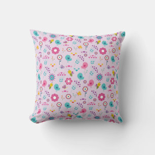 Purple Floral Pattern Cute Pastel Throw Pillow