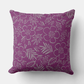 Purple Floral Pattern Graphic  Cushion
