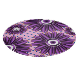 Purple Floral Pattern Modern Abstract Flower Desig Cutting Board