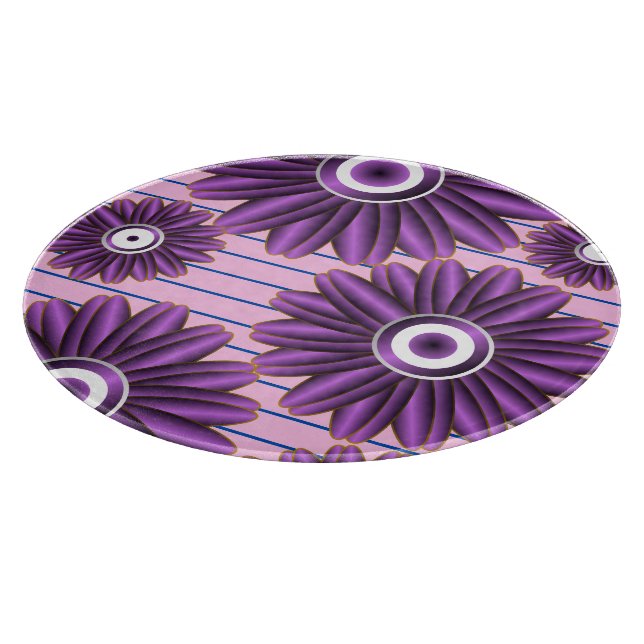 Purple Floral Pattern Modern Abstract Flower Desig Cutting Board (Corner)