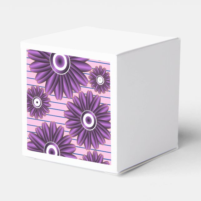 Purple Floral Pattern Modern Abstract Flower Desig Favour Box (Back Side)