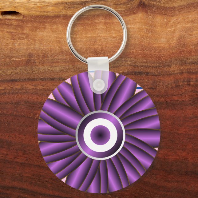 Purple Floral Pattern Modern Abstract Flower Desig Key Ring (Front)
