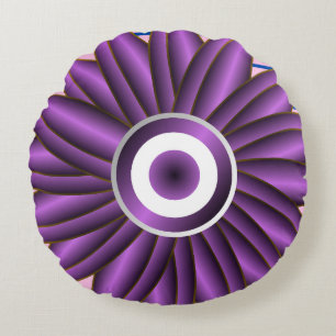 Purple Floral Pattern Modern Abstract Flower Desig Round Cushion