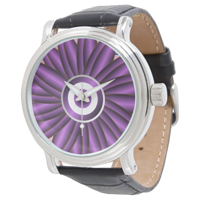 Purple Floral Pattern Modern Abstract Flower Desig Watch (Angled)