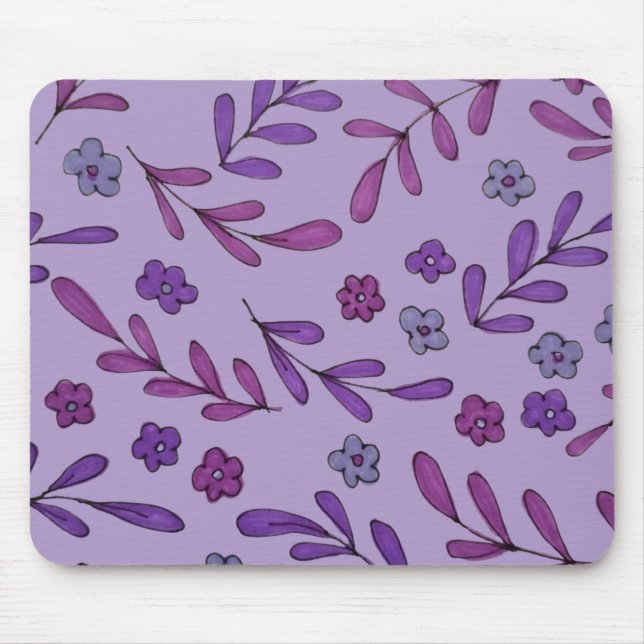 Purple floral pattern mouse pad (Front)