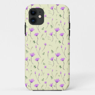purple floral pattern on yellow iPhone 11 case
