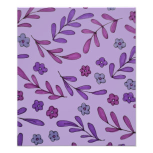 Purple floral pattern photo print