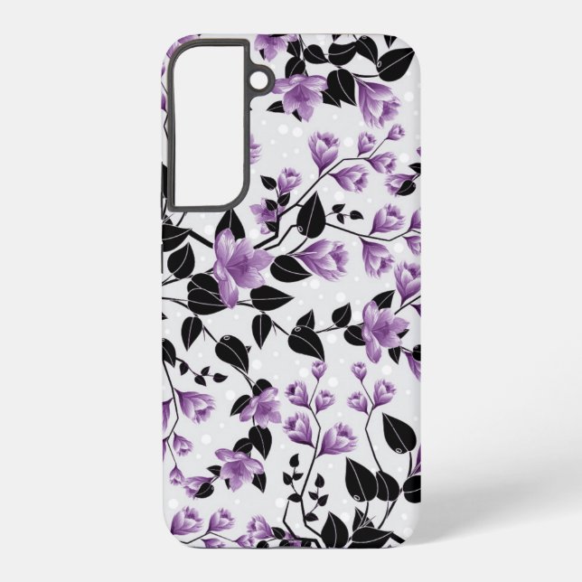 Purple Floral Pattern Samsung Galaxy S22+ Case (Back)