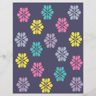 Purple Floral Pattern Scrapbook Paper