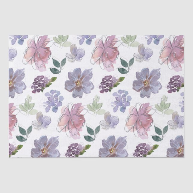 Purple Floral Pattern Tissue Paper (Front)