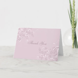 Purple Floral Pattern Wedding Thank You Card