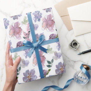 Purple Floral Pattern Wrapping Paper