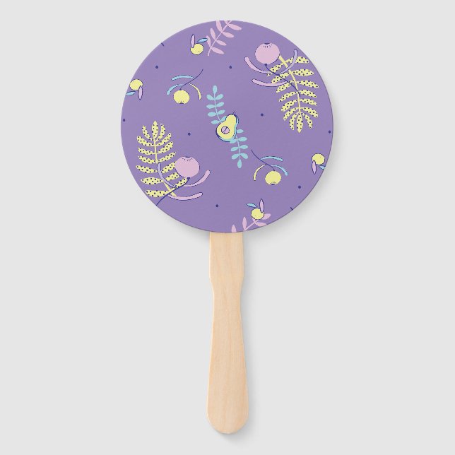 Purple Floral Patterned Hand Fans (Front)