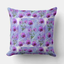  Purple Floral Patterned Throw Pillow