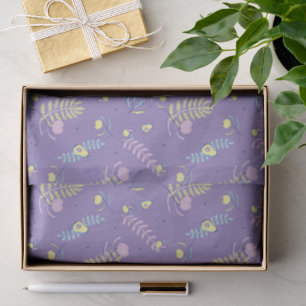 Purple Floral Patterned Tissue Paper